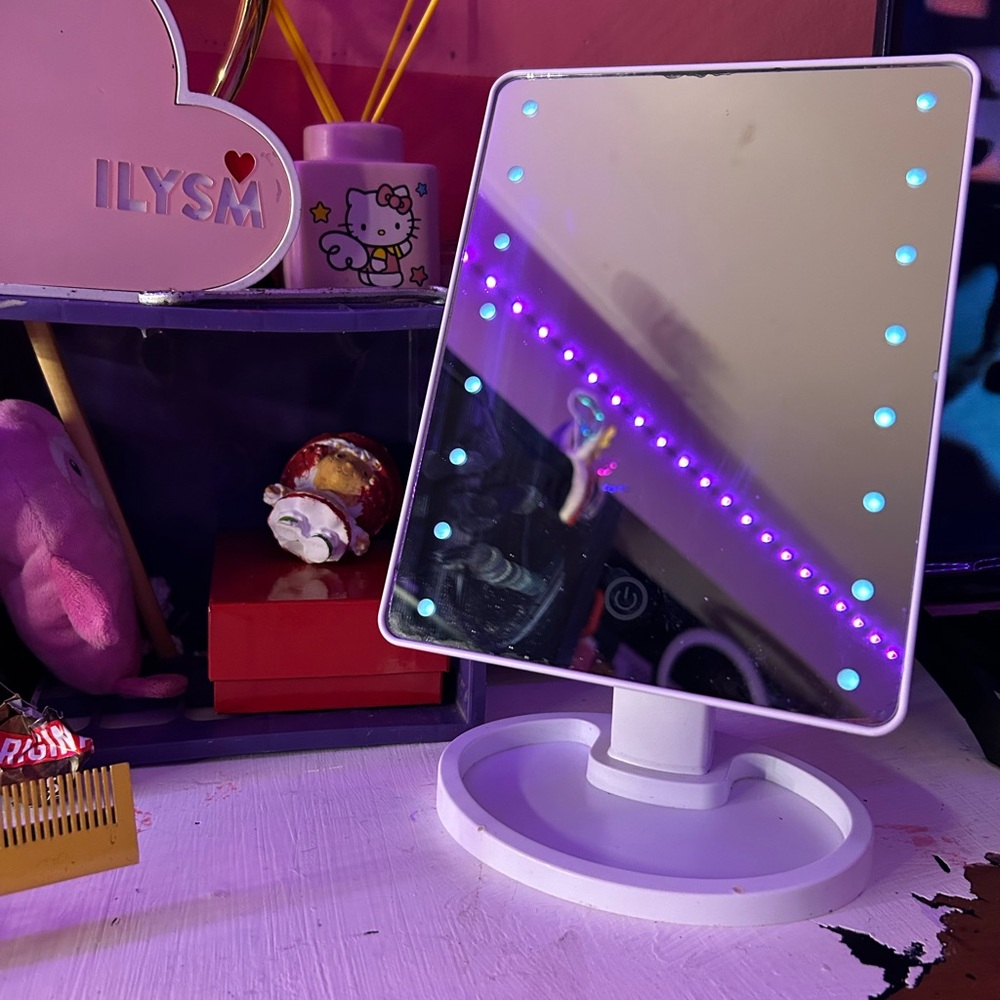 Vanity Mirror with LED Lights - White and Blue
